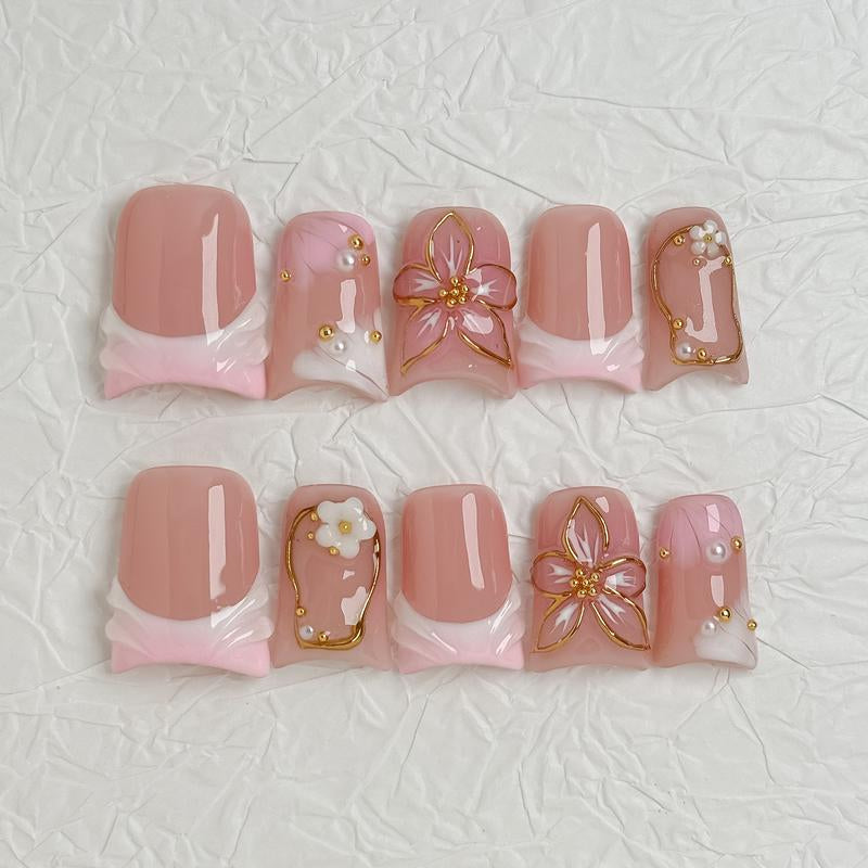 Nailluna |Twin Set Offer Collection | 2 Designs | Uniqueflared Shape |Handmade Press Ons | Cute, Thick, Durable Nail Art Gift Set | Sparkly Studded Rhinestone | Spakly Rhinestones