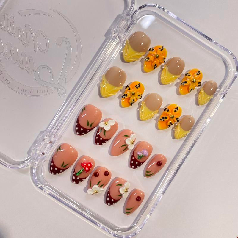 Nailluna |Twin Set Offer Collection | 2 Designs | Uniqueflared Shape |Handmade Press Ons | Cute, Thick, Durable Nail Art Gift Set | Sparkly Studded Rhinestone | Spakly Rhinestones