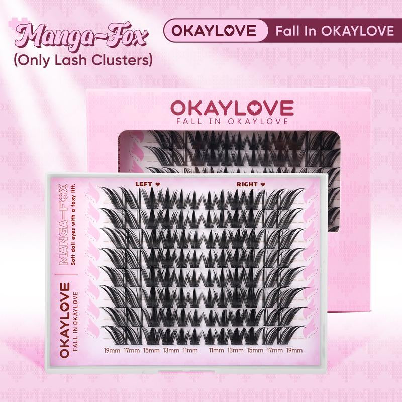 OKAYLOVE Bunny | Bunny Lite Lash Clusters Kit Mang Lash Extension Kit Lightweight Eyelashes Clusters with Waterproof Long-Lasting Lash Bond and Seal,Tweezers and Remover for DIY Eyelash at Home Easily, Natural Makeup Girl Gifts