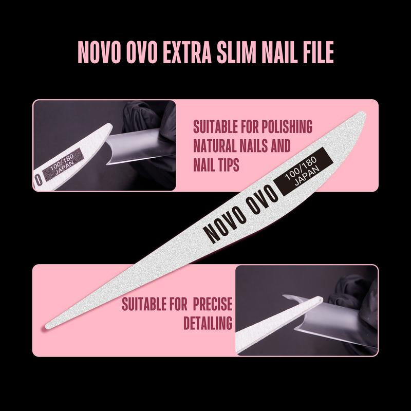 NOVO OVO XXL Square Nail Tips with Sharp Point & Moon Curve，Extra Thick False Nails Press On, Matte Full Cover Soft Gel Extension Fake Nail Acrylic Kit French Tip X 15 Size 180Pcs【No GLUE ,TOP COATAND LAMP INCLUDED】