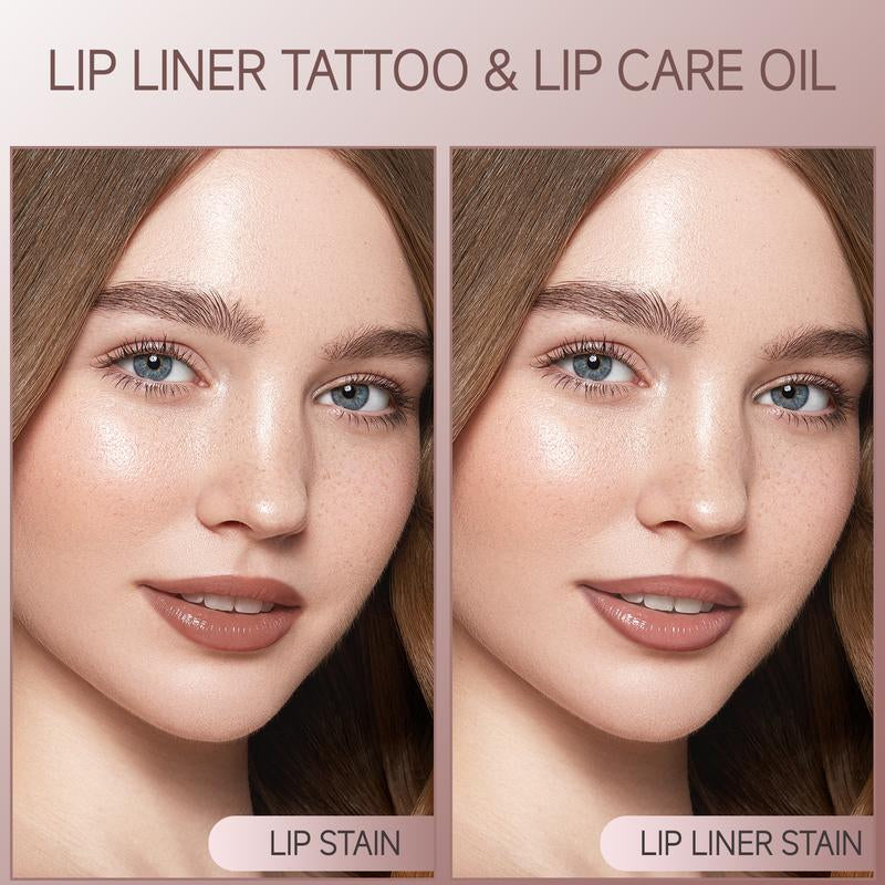 KISSIO Lip Stain ,Peel off Lip Liner Stain and Lip Care Oil,Transfer Proof,Long Lasting and Waterproof Lip Tint,Matte Finsh,Lip Combo,