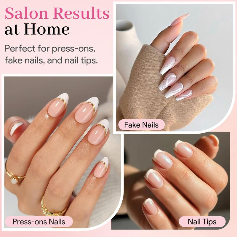 No-Lamp Nail Glue & Remover Set for Press Ons, 10Ml Quick Dry 28 Days Super Strong Hold Glue on Nails, 10G Gentle Easy Removal with Tools Set for Beginner DIY Home, Not for Gel Polish Base Coat Holiday Haul