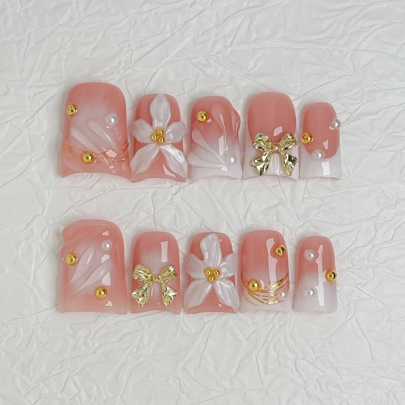 Nailluna |Twin Set Offer Collection | 2 Designs | Uniqueflared Shape |Handmade Press Ons | Cute, Thick, Durable Nail Art Gift Set | Sparkly Studded Rhinestone | Spakly Rhinestones