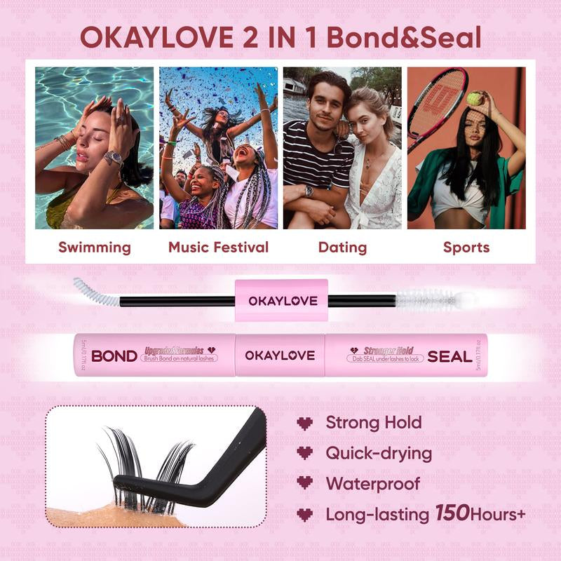 OKAYLOVE Bunny | Bunny Lite Lash Clusters Kit Mang Lash Extension Kit Lightweight Eyelashes Clusters with Waterproof Long-Lasting Lash Bond and Seal,Tweezers and Remover for DIY Eyelash at Home Easily, Natural Makeup Girl Gifts