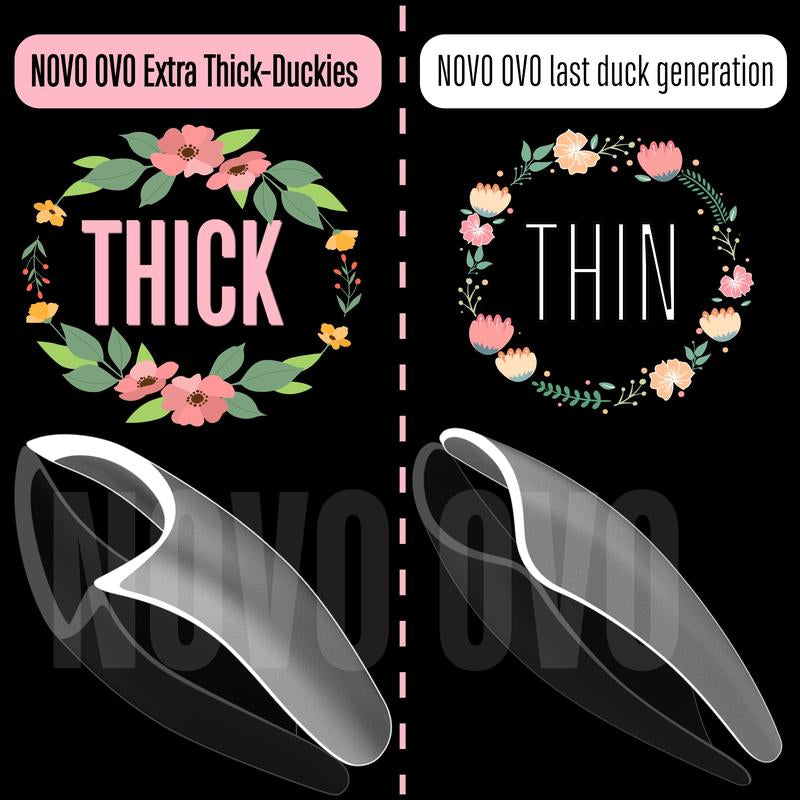 NOVO OVO Extra Thick Duck Feet Nail Tips Full Cover for Press on Acrylic with Moon Curve, Medim Long Clear Pre-Etched Matter Flare Wide French Soft Gel Fake False Nail Extension X 15 Sizes 150 Pcs【No GLUE ,TOP COATAND LAMP INCLUDED】