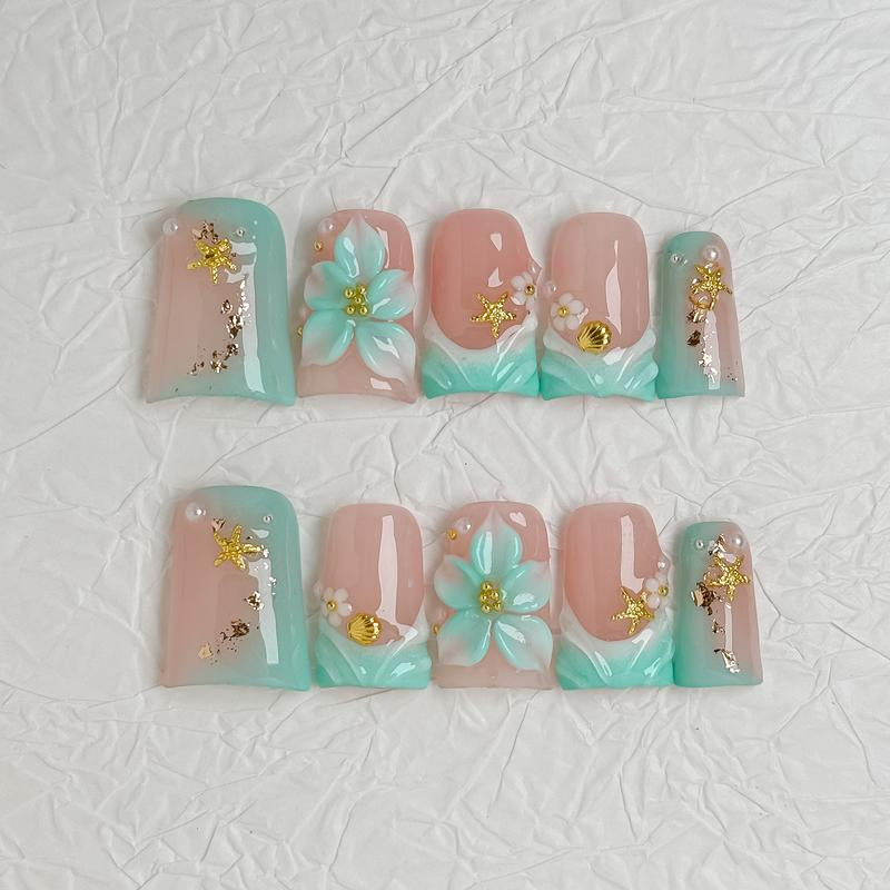 Nailluna |Twin Set Offer Collection | 2 Designs | Uniqueflared Shape |Handmade Press Ons | Cute, Thick, Durable Nail Art Gift Set | Sparkly Studded Rhinestone | Spakly Rhinestones