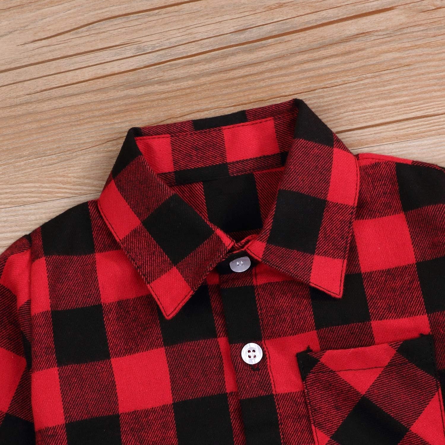 Kids Little Boys Girls Baby Long Sleeve Button down Red Plaid Flannel Shirt Plaid Girl Boy NB-6T