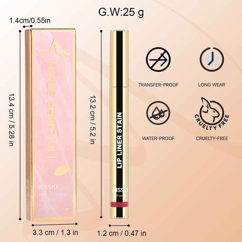 KISSIO Lip Stain ,Peel off Lip Liner Stain and Lip Care Oil,Transfer Proof,Long Lasting and Waterproof Lip Tint,Matte Finsh,Lip Combo,