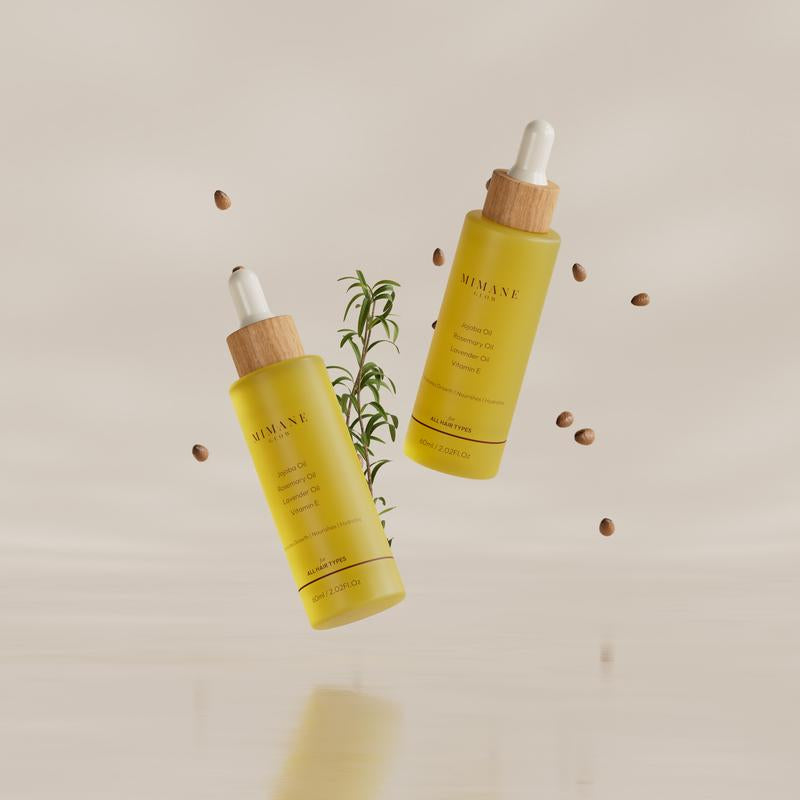 Mimane Glow – Growth & Strengthen Hair Oil | Lightweight Nourishing Formula | Jojoba, Babassu, Pumpkin Seed & Rosemary Oils + Vitamin E | for All Hair Types | 60 Ml Daily Haircare