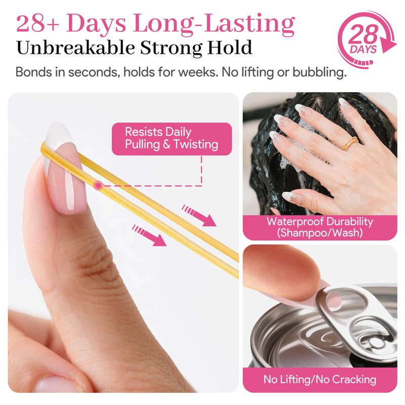 No-Lamp Nail Glue & Remover Set for Press Ons, 10Ml Quick Dry 28 Days Super Strong Hold Glue on Nails, 10G Gentle Easy Removal with Tools Set for Beginner DIY Home, Not for Gel Polish Base Coat Holiday Haul