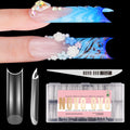 NOVO OVO XXL Square Nail Tips with Sharp Point & Moon Curve，Extra Thick False Nails Press On, Matte Full Cover Soft Gel Extension Fake Nail Acrylic Kit French Tip X 15 Size 180Pcs【No GLUE ,TOP COATAND LAMP INCLUDED】