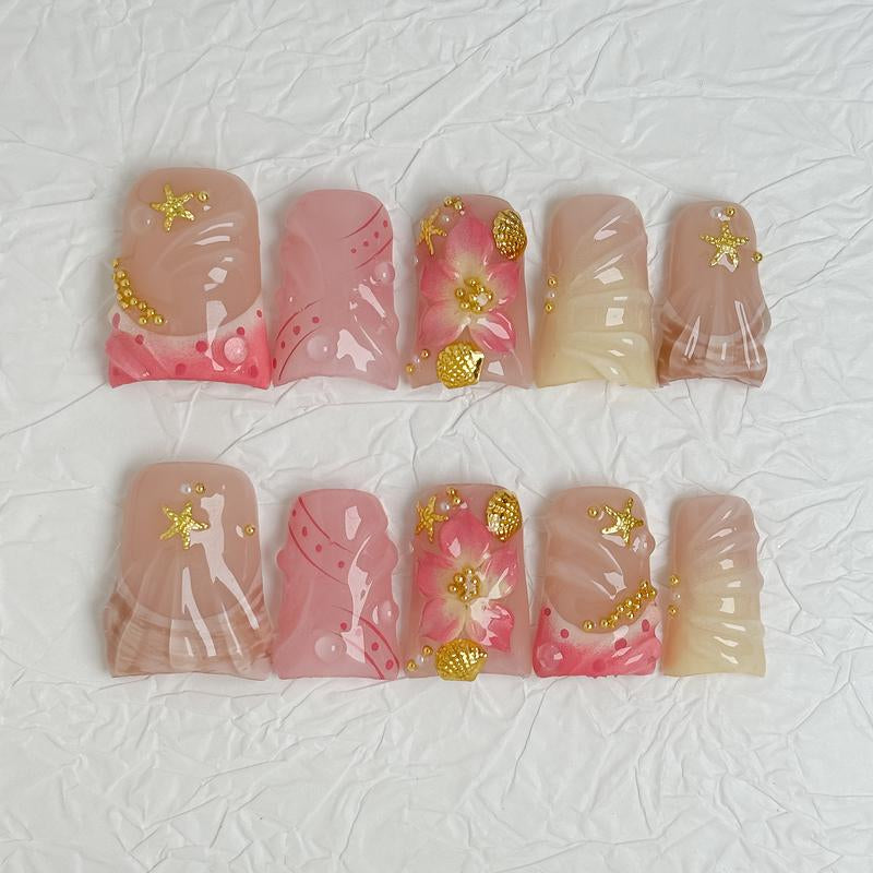 Nailluna |Twin Set Offer Collection | 2 Designs | Uniqueflared Shape |Handmade Press Ons | Cute, Thick, Durable Nail Art Gift Set | Sparkly Studded Rhinestone | Spakly Rhinestones