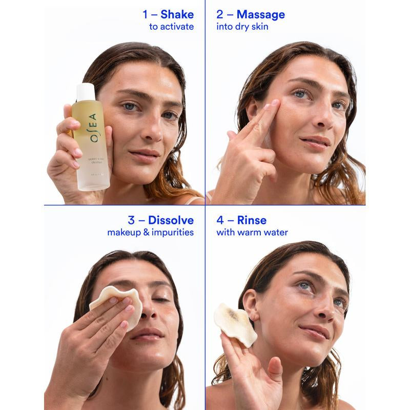 OSEA Ocean Wave Cleanser - Hydrating Gentle Makeup Remover for All Skin Types, Lightweight Nourishing Facial Wash Cleansing Dermatologist Tested