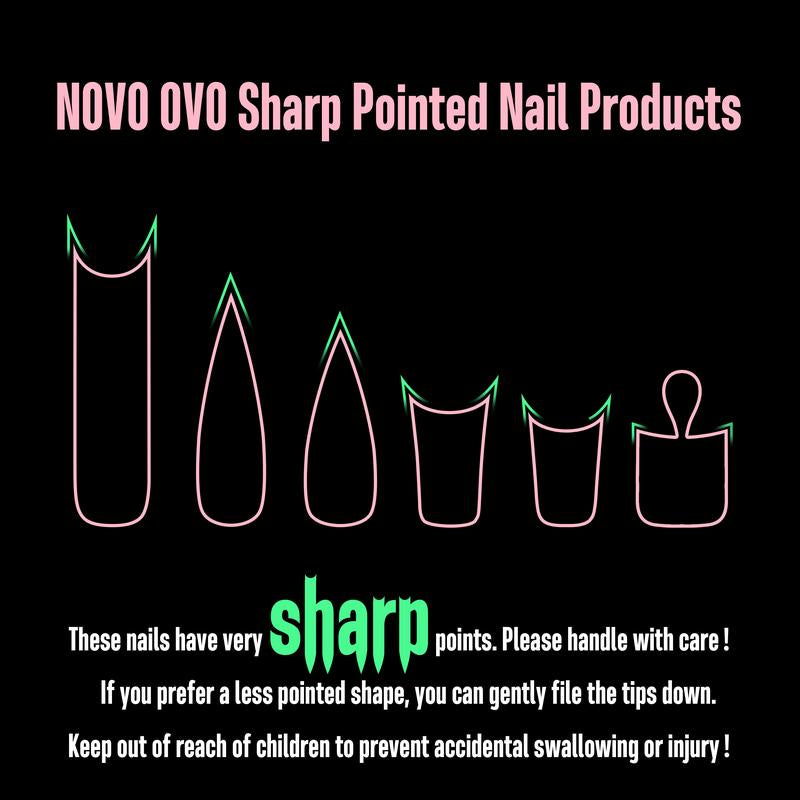 NOVO OVO Extra Thick Duck Feet Nail Tips Full Cover for Press on Acrylic with Moon Curve, Medim Long Clear Pre-Etched Matter Flare Wide French Soft Gel Fake False Nail Extension X 15 Sizes 150 Pcs【No GLUE ,TOP COATAND LAMP INCLUDED】