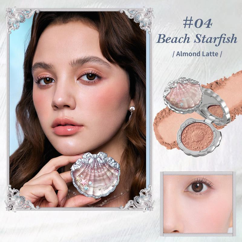 Flower Knows Shell'S Jewel Collection Silk Satin Blush, Natural Cheeks Radiant Glow Finish, Smooth, Blendable Powder, Long-Lasting for High-Pigment Color, Summer Gift, Makeup Beauty Cosmetics