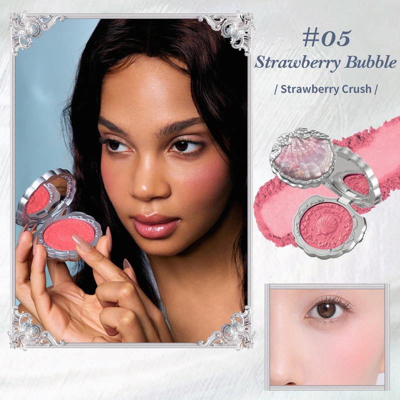 Flower Knows Shell'S Jewel Collection Silk Satin Blush, Natural Cheeks Radiant Glow Finish, Smooth, Blendable Powder, Long-Lasting for High-Pigment Color, Summer Gift, Makeup Beauty Cosmetics