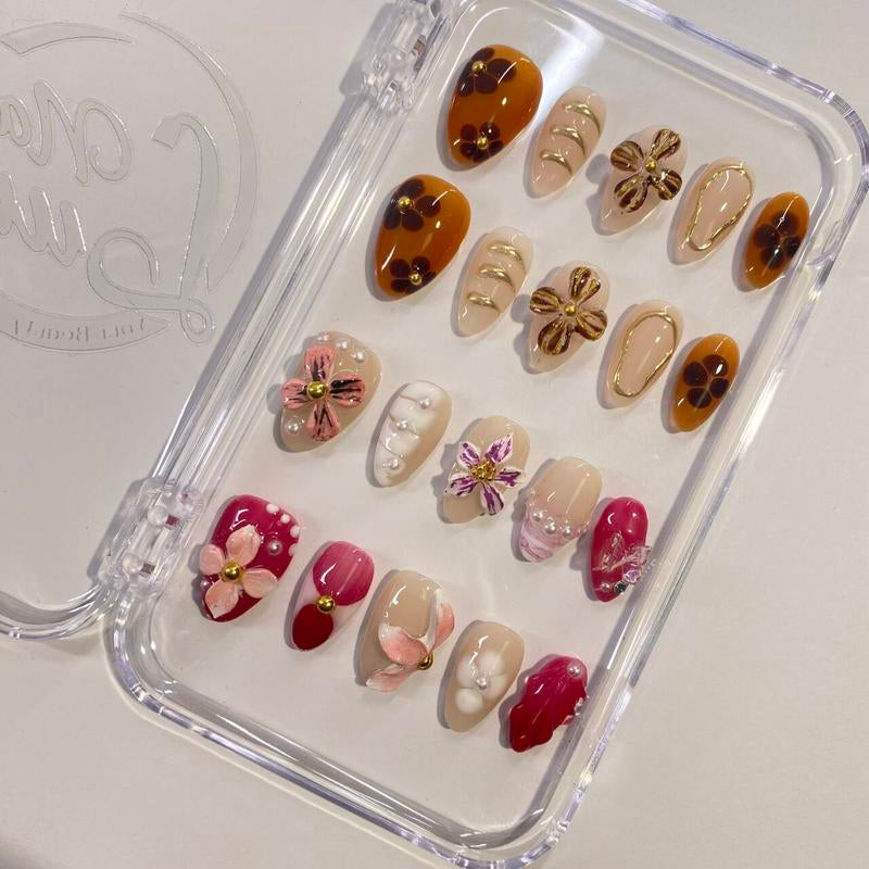 Nailluna |Twin Set Offer Collection | 2 Designs | Uniqueflared Shape |Handmade Press Ons | Cute, Thick, Durable Nail Art Gift Set | Sparkly Studded Rhinestone | Spakly Rhinestones