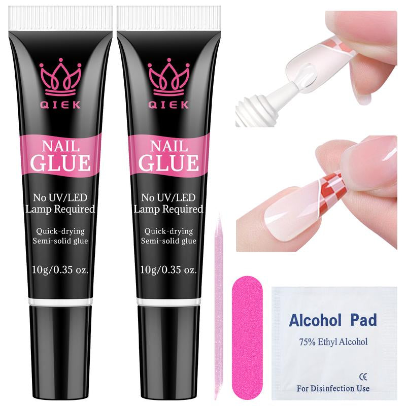 No-Lamp Nail Glue & Remover Set for Press Ons, 10Ml Quick Dry 28 Days Super Strong Hold Glue on Nails, 10G Gentle Easy Removal with Tools Set for Beginner DIY Home, Not for Gel Polish Base Coat Holiday Haul