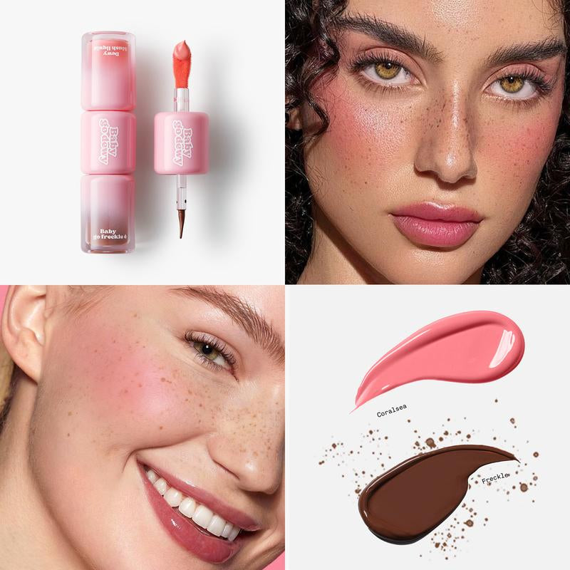 Baby Go Dewy 2 in 1 Freckblush Dual-Ended Water Resistant Freckle & Blush Liquid For