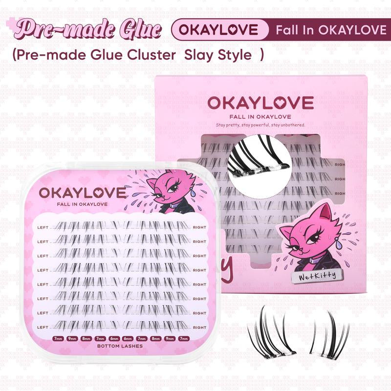 OKAYLOVE Bunny | Bunny Lite Lash Clusters Kit Mang Lash Extension Kit Lightweight Eyelashes Clusters with Waterproof Long-Lasting Lash Bond and Seal,Tweezers and Remover for DIY Eyelash at Home Easily, Natural Makeup Girl Gifts