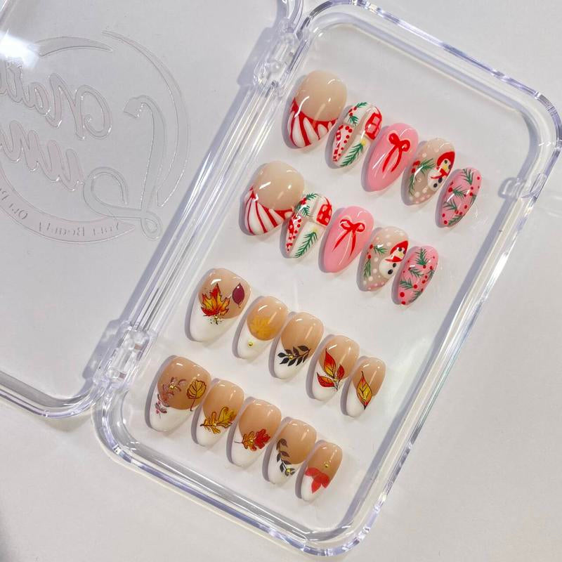 Nailluna |Twin Set Offer Collection | 2 Designs | Uniqueflared Shape |Handmade Press Ons | Cute, Thick, Durable Nail Art Gift Set | Sparkly Studded Rhinestone | Spakly Rhinestones