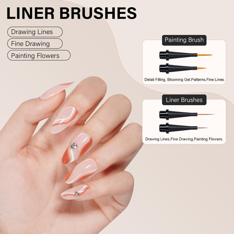 Aillsa Nail Art Brush Set with 12Pcs Replaceable Tips – Multifunctional Nail Brushes for DIY Nail Art Design Gel Nail Brush for Gel X Nail Liner Brush Salon Ideal Gift for Girls Polish Manicure Cutics Cosmetic #Tiktokshopblackfriday