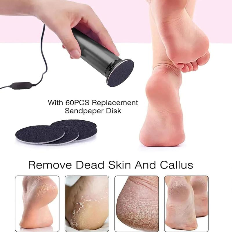 Electric Foot Callus Remover,Christmas Gift,With 60Pcs Sanding Disc,Electric Speed Adjustable Foot File for Dead Skin Cracked Skin Calluses for Men and Women Father'S Day Gift Black Manicure Nail Care Nail Drill Machine Nail Drill