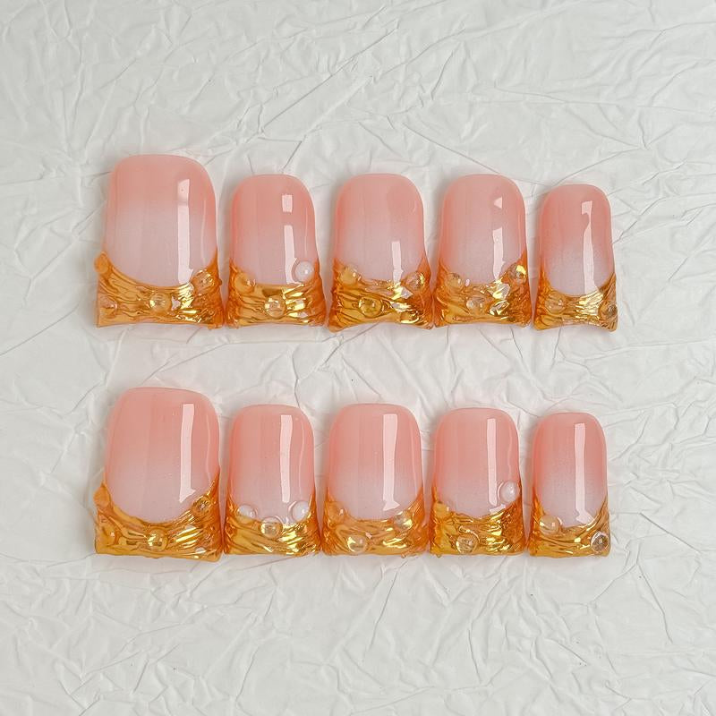 Nailluna |Twin Set Offer Collection | 2 Designs | Uniqueflared Shape |Handmade Press Ons | Cute, Thick, Durable Nail Art Gift Set | Sparkly Studded Rhinestone | Spakly Rhinestones