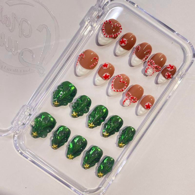 Nailluna |Twin Set Offer Collection | 2 Designs | Uniqueflared Shape |Handmade Press Ons | Cute, Thick, Durable Nail Art Gift Set | Sparkly Studded Rhinestone | Spakly Rhinestones