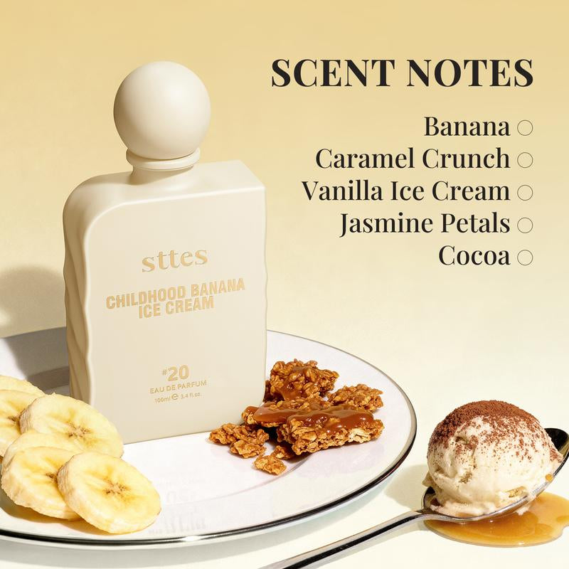 Sttes #20 Childhood Banana Ice Cream Memories Perfume for Women – Gourmand Eau De Parfum with Banana Ice Cream, Caramel & Vanilla, 100Ml / 3.4 Fl Oz