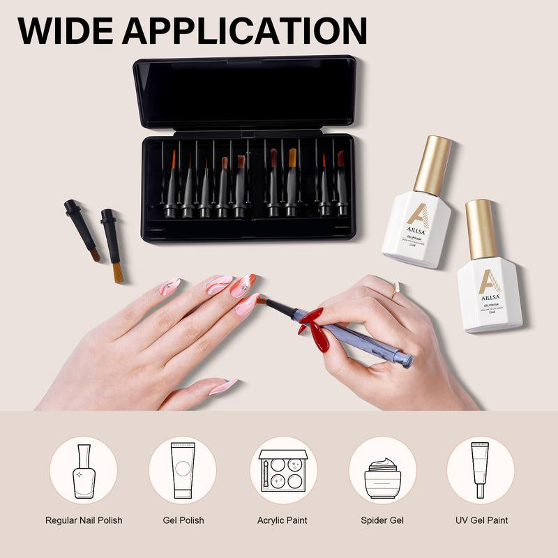 Aillsa Nail Art Brush Set with 12Pcs Replaceable Tips – Multifunctional Nail Brushes for DIY Nail Art Design Gel Nail Brush for Gel X Nail Liner Brush Salon Ideal Gift for Girls Polish Manicure Cutics Cosmetic #Tiktokshopblackfriday