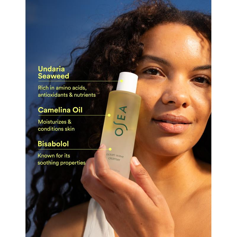 OSEA Ocean Wave Cleanser - Hydrating Gentle Makeup Remover for All Skin Types, Lightweight Nourishing Facial Wash Cleansing Dermatologist Tested