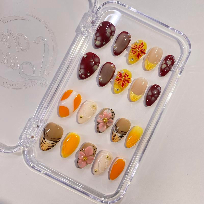 Nailluna |Twin Set Offer Collection | 2 Designs | Uniqueflared Shape |Handmade Press Ons | Cute, Thick, Durable Nail Art Gift Set | Sparkly Studded Rhinestone | Spakly Rhinestones